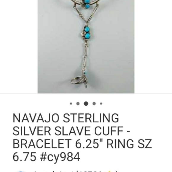 VINTAGE Turqoise Navajo Slave Cuff w/ Ring aa5 - Picture 7 of 7